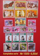 Znaczki fauna:1505: koty, zwierzęta- zestaw kompletnych serii znaczków 