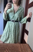 Zielona marmurkowa sukienka midi guziczki pastelowa L