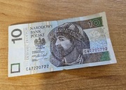 Banknot obiegowy 10zl seria CA7220722