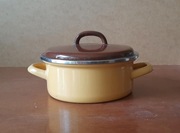 Garnek emaliowany z pokrywką 18cm | PRL, vintage, retro