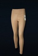 Legginsy eko skóra M.Sara push up, delikatne ocieplenie beż/jasny brąz S/M