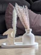 Zestaw ozdobny świąteczny stroik - królik wazon podstawka