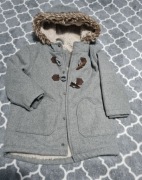 Kurtka zimowa płaszczyk Primark z kapturem popiel