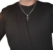 Naszyjnik pancerka 60 cm 5 mm krzyżyk + czarne pudełko