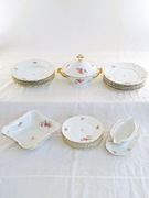 Serwis obiadowy 6 osób Sorau Żary 1919 / 1945 r. biały grube reliefy