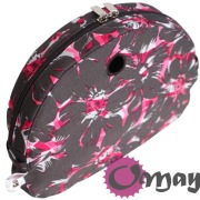 Organizer Obag MOON LIGHT grafitowy – kwiaty różowe 2 kieszenie | OMAY
