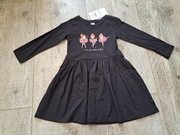 Sukienka dł rękaw,  baletnice, grafitowa - rozm 98