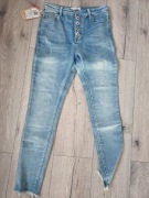 niebieskie jeansy rurki 5 guzików nowe z metką r. 40 L