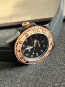 Zegarek Seiko Mod NH36, 40 mm, rose gold GMT, czarna tarcza, styl diver