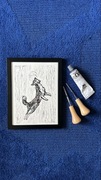 Linoryt 17x24 cm - Border Collie - ręcznie drukowana grafika sygnowana