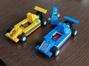 Dwa pojazdy Lego, wyścigówki z 6335 + ludzik oct016 - System Town lata 90