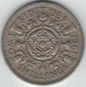 Wielka Brytania 2 szylingi two shillings (floren) 1961 28,4 mm - nr 2