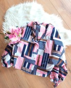 retro lata 80te 90te vintage różowa geometryczna koszula we wzory 42 40XL