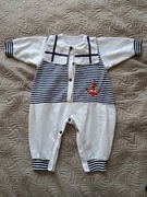 Vintage kombinezon pajacyk PRL niemowlak ubranko marynarz chłopiec dziewczy