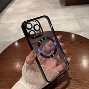 Bezbarwne etui do iphone 16Pro magnetyczne z czarną ramką