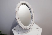 drewniane lusterko białe shabby chic do makijażu antyczne