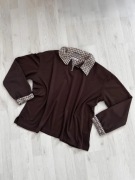 Brązowa bluza w pepitkę kołnierzyk Colours Of The World 40/42 vintage