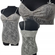 KOSZULKA NOCNA TOP GUESS S/M METSL LOGO SEXI KORONKA BLUZKA PRZEZROCZYSTA