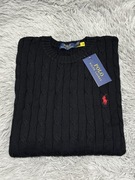Polo Ralph Lauren sweter vintage cable knit czarny basic S unisex