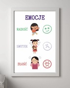 Plakat montessori edukacyjny emocje w ramie a3 (29,7x42) wzory