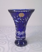 Wazon kryształowy Elizabeth Hand Cut Lead Crystal kolor kobalt, wys 20 cm
