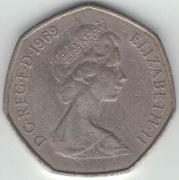 Wielka Brytania 50 pence pensów 1969 - 30 mm - nr 2