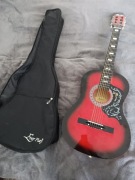 Gitara do nauki gry, czerwona+ pokrowiec