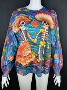 Sweter damski XL kolorowy print szkielet casual cienki Pl 44