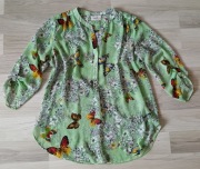 Wallis Petite wizytowa bluzka miętowa w kwiaty motyle mgiełka M