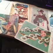 stare kartki pocztowe lata 50-te  świateczne  Działoszyce Dzierążnia