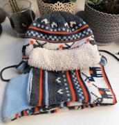 Komplet zimowy czapka szalik chłopiec 9-12 m