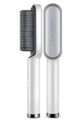 mini prostownica grzebieniowa do włosów biało/srebrna