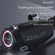 Głośnik bezprzewodowy ZEALOT S87 80W, Bluetooth, RGB, 24h, Powerbank, IPX6