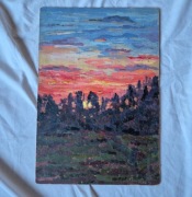 Stary obraz olejny na desce sygnowany