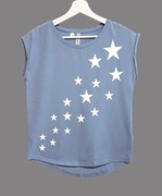 Damska bluzka bawełniana niebieska z krótkim rękawem Bonprix 34/XS