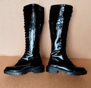 Botki damskie kozaki Raid wysoki połysk czarne