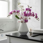 Wazon geometryczny dekoracyjny biały nowoczesny design druk 3D