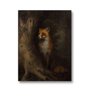Przyczajony lis – plakat z lisem wstylistyce obrazu olejnego 30x40cm