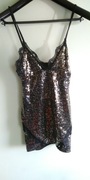 imprezowy top z cekinami disco błyszczący koronka