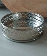 MAŁA OKRĄGŁA TACA/PODSTAWKA SREBRNA LUSTRO 13CM