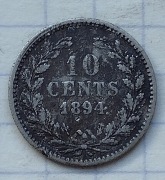 #2311 Holandia 10 centów 1894 srebro rzadka!