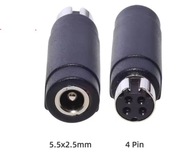 adapter przejściówka, przenośne złącze 5,5 x 2,5 mm na 4 piny 19,5 V 