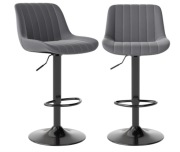 Hokery barowe 2 szt regulowane szare skóra PU nowoczesne