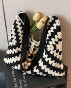 Torba torebka na ramię shopperka pleciona siatka tkana szydełkowa