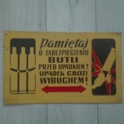 Stara Tablica bhp fabryczna loft tabliczka ozdoba 