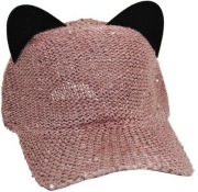 Urocza Nowa czapka z daszkiem z kocimi uszami pudrowy róż