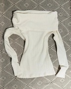 Zara Biała bluzka elastyczna z odkrytymi ramionami roz.S