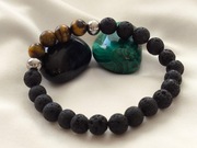 Bransoletka z Lawy Wulkanicznej i Tygrysiego Oka
