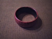 Gruba bordowa bransoletka skóra węża szeroka 80's