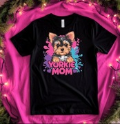 Koszulka czarna damska z nadrukiem Jorka Yorkie Mom rozmiar S